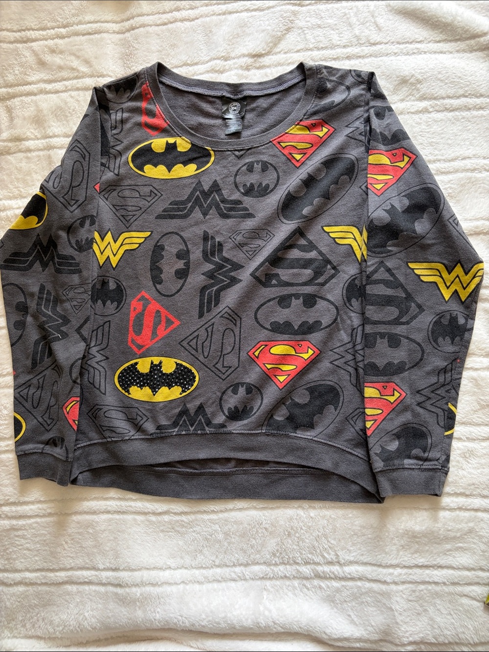 DC Comics Gray Batman & Superman Logo Tee Size S